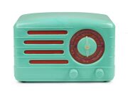A.W.A. RADIOLA vintage mantle radio in green case, A/F, 18cm high.