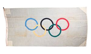 A pair of original Olympic and Australian flags that were flown over the Ballarat Olympic Village in 1956, both 130 x 260cm. (2 items)