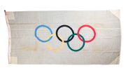 A pair of original Olympic and Australian flags that were flown over the Ballarat Olympic Village in 1956, both 130 x 260cm. (2 items)