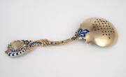 A stunning antique gilded silver and enamel sifting spoon, finely crafted in the Rococo manner, most likely Russian, 19th century, ​​​​​​​11.5cm long, 25 grams. - 3