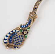 A stunning antique gilded silver and enamel sifting spoon, finely crafted in the Rococo manner, most likely Russian, 19th century, ​​​​​​​11.5cm long, 25 grams. - 4