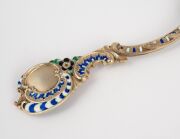 A stunning antique gilded silver and enamel sifting spoon, finely crafted in the Rococo manner, most likely Russian, 19th century, ​​​​​​​11.5cm long, 25 grams. - 7