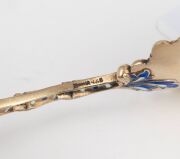 A stunning antique gilded silver and enamel sifting spoon, finely crafted in the Rococo manner, most likely Russian, 19th century, ​​​​​​​11.5cm long, 25 grams. - 8