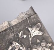 An antique Chinese export silver calling card case with peony decoration, stamped "A.B.C.", 19th/20th century, ​​​​​​​9cm high, 72 grams. - 4