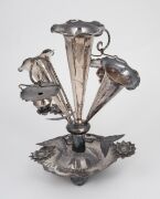 A pair of antique Chinese export silver epergnes with floral decoration, 19th/20th century, seal mark to base, ​​​​​​​21cm high, 569 grams total. - 9