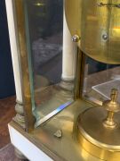 CLAUDE GRIVOLAS rare antique French Carrara marble and ormolu cased 400 day torsion clock with rotary pendulum, time only movement and Roman numerals on enamel chaptering, 19th century, 36cm high. - 8