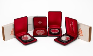 Canada: 1976 Library of Parliament $1 silver coin in case of issue; 1978 Commonwealth Games $1 silver coins (2) in cases of issue; and 1979 Griffon Anniversary $1 silver coin in case of issue. (Total: 4 items).
