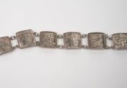 A Chinese export silver belt adorned with Chinese characters, 19th/20th century, stamped "Silver, H. K.", 89cm long, 130 grams. - 5