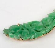 A pair of Chinese carved jade earrings mounted in 14ct gold, 20th century, ​​​​​​​7.5cm high. - 2