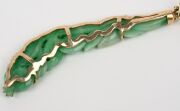 A pair of Chinese carved jade earrings mounted in 14ct gold, 20th century, ​​​​​​​7.5cm high. - 4