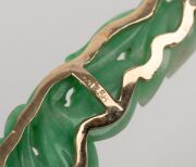 A pair of Chinese carved jade earrings mounted in 14ct gold, 20th century, ​​​​​​​7.5cm high. - 5