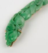 A pair of Chinese carved jade earrings mounted in 14ct gold, 20th century, ​​​​​​​7.5cm high. - 6