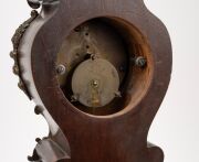 An antique French ornate miniature longcase mantle clock in walnut case with ormolu mounts and exposed movement, 19th century, ​​​​​​​49.5cm high. - 4