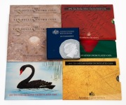 Group of RAM sterling silver uncirculated issues in sleeve packaging, comprising 1989 $10 Queensland (3), 1990 $10 Western Australia, 1991 $10 Tasmania, 1992 $10 Northern Territory, and 1993 $10 Australian Capital Territory, together with 2015 50c Year of