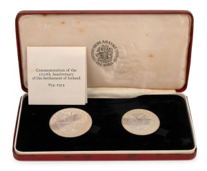 ICELAND: 1974 Royal Mint 500k and 1000k silver Proofs commemorating the 1100th Anniversary of the Settlement of Iceland, in original presentation case.