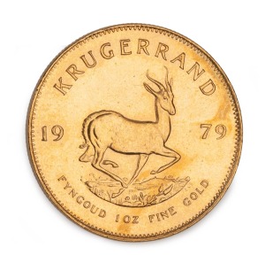 South Africa: 1979 1oz gold Krugerrand, with the famous prancing springbok reverse, Unc.