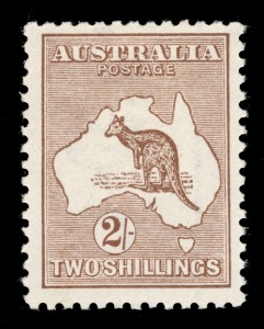 Kangaroos - Third Watermark: 2/- Brown, well centred Mint.