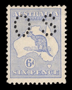 Kangaroos - Third Watermark: 6d Ultramarine (Die 2), perforated OS, well centred Mint.