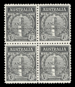 1935 1/- ANZAC, blk.(4) superb MUH.