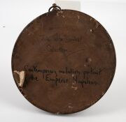 NAPOLEON BONAPARTE antique wax medallion profile portrait in circular timber frame, early 19th century, 15cm diameter overall. PROVENANCE: purchased by the current vendor from the John Telfer-Dunbar Collection. - 2