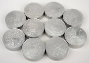 THE 2010 DECIMAL CURRENCY HERITAGE SET - A complete set of ten resin-cast replicas [of which only 400 sets were released] together with the UNIQUE set of ten hardened steel dies used in the production of this historical set; each 68mm, the dies weigh 234g - 3