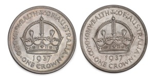 GEORGE VI, 1937 Crown (2); aEF.