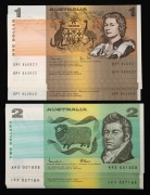 1982 ONE DOLLAR (R.78) Johnston/Stone, consecutive run of 20; together with 1985 (R.89) TWO DOLLARS Johnston/Fraser, consecutive run of 5 plus 3 others; all UNC. (Total: 28 notes).