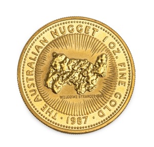 WELCOME STRANGER: 1987 $100 "Australian Nugget" gold bullion coin, the first in the series that would go on to become today's Kangaroos, comprising 1oz of .9999 gold.
