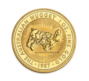 WELCOME STRANGER: 1987 $100 "Australian Nugget" gold bullion coin, the first in the series that would go on to become today's Kangaroos, comprising 1oz of .9999 gold.