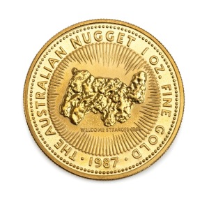 WELCOME STRANGER: 1987 $100 "Australian Nugget" gold bullion coin, the first in the series that would go on to become today's Kangaroos, comprising 1oz of .9999 gold.