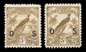 NEW GUINEA: OFFICIALS: 1931 (SG.O31-41) 1d - 2/- Dated Birds OS Overprint set of 11 (SG.&pound;225); together with 1932-34 (SG.O42-54) 1d - 5/- Undated Birds OS Overprint set of 13 (SG.&pound;275), fine and fresh Mint. (24).