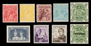 Kangaroos - Collections & Accumulations: 1920s-60s collection on Seven Seas pages, mainly (but not all) MUH, including useful KGV Heads with 1d Red Die 2, 4d Lemon, 4d Blue, and others to 1/4, OS Opts, 6d Engraved Kooka, 1/6 No wmk Hermes, 9d Macarthur, A