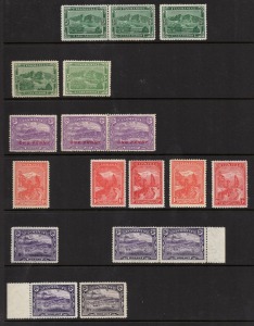 TASMANIA: 1899 - 1912 PICTORIALS: A comprehensive assembly of singles and pairs of all denominations and the various printings of this delightful issue. We note 4d Russell Falls (9), 5d Lake Clair (9) and 6d Dilston Falls (9), not checked for perforation 