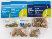 TWO DOLLARS - COLOURED: Group of more than seventy commemorative coins (loose), spanning late 2010s and early 2020s, including noted 2013 purple 60 Years Coronation (5) and four sealed 2025 Australian Open packs (both men's and women's versions), otherwis