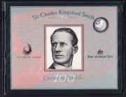 SIR CHARLES KINGSFORD SMITH: 1997 RAM Centenary Portfolio, limited edition #1769/4000, comprising $1 silver proof and $20 paper note.