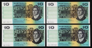 TEN DOLLARS: 1976 - 1991 group comprising of R.306b, 307a, 309 and 313b, all Unc. (4).
