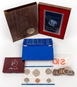 United States of America: Group comprising 1895 Morgan Silver Dollar, 1969/1971/1972 United States Proof Sets, 1971 Eisenhower proof silver dollar, 1982 George Washington 250th Anniversary silver half dollar, 1981 United States uncirculated set, plus a qu