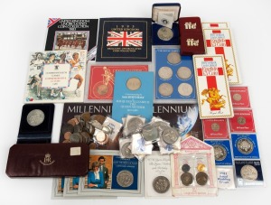 GREAT BRITAIN: An accumulation of British decimal and pre-decimal currency, including several uncirculated year sets, carded coin isues, a quantity of loose coins (noted 1935 and 1937 Crowns), and more. (qty.)