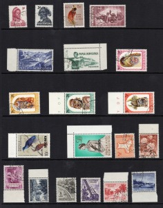 SPECIMEN SETS: 1963 APO Territories folder with full contents including specimen Norfolk Island 10/- Tern and PNG 10/- Bird and &pound;1 Queen; together with the 1966 Australia folder, complete with Navigator specimens.