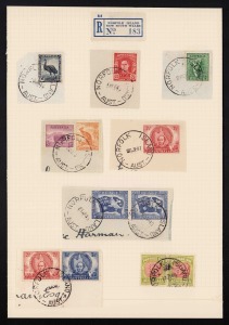 NORFOLK ISLAND: A range on Hagner pages including a 1929 cover to Melbourne, a 1947 cover to Adelaide, various Australian adhesives on piece tied by NORFOLK ISLAND cds's, a range of Official Mail covers (some registered) and various Norfolk Island stamps 