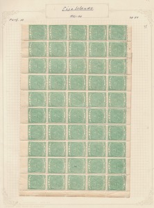 FIJI: 1878-99 (SG.40) Wove unwatermarked paper, perf.10 x 10, 2d Yellow-green, complete lower pane of (50) MUH/M with full original gum, a few tone spots or minor blemishes to the gum, as usual. Cat.&pound;2400.