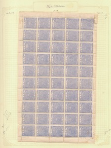 FIJI: 1878-99 (SG.53) Wove unwatermarked paper, perf.11 x 11, 1d ultramarine, complete lower pane of (50) MUH/M with full original gum, a few tone spots or minor blemishes to the gum, as usual. Cat.&pound;1750.