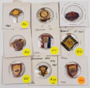 VARIOUS FOOTBALL CLUB MEMBERSHIP FOBS OR BADGES: Noted South 1926, Central 1937, South Adelaide 1937, Semaphore Central 1940, North Whyalla 1948, Redan 1950, Paskeville 1956, Streaky Bay 1957, Norwood 1960, West Torrens 1961, Brinkworth 1963, Woomera Work - 3