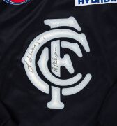 CARLTON SIGNED ITEMS: Group comprising Carlton jumper signed by both Sergio and Stephen Silvagni, Carlton cap signed by Stephen Silvagni, seven 2000s signed Carlton trading cards (mostly Select), plus Brisbane Bears polo signed by Robert Walls. (10 items) - 3