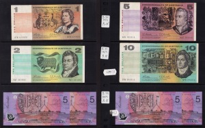 An album containing a small range of banknotes: Australian decimal period, New Zealand, China, etc. Mixed condition. (25 items).