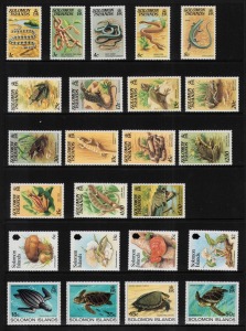 A green Hagner binder containing a diverse range of Pacific island issues, mainly QEII period, including Solomon Islands, Gilbert Islands, Kiribati, Tuvalu, etc.; mixed condition, mainly fine.