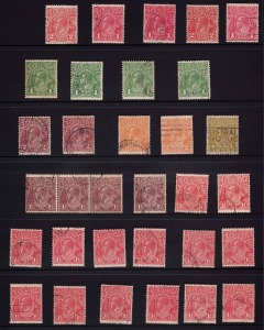 KGV Heads - Collections & Accumulations: A substantial accumulation in a black Hagner album. Mostly arranged by denomination, the album contains mainly 3d, 4d, 4&frac12;d, 5/- and 1/4 issues in all watermarks, but appears to be largely "unmined" for shades, vari
