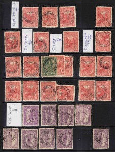 TASMANIA - Postmarks: An album containing an accumulation of the Pictorial issues arranged by postmark. (100s).