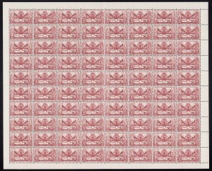 1958 (SG.302a) 5&frac12;d War Memorial, four complete sheets of 80, (320) MUH.