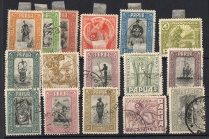 PAPUA: 1932-40 (SG.130a-145) &frac12;d - &pound;1 Pictorials set, (16), mainly fine U. Cat.&pound;450+.